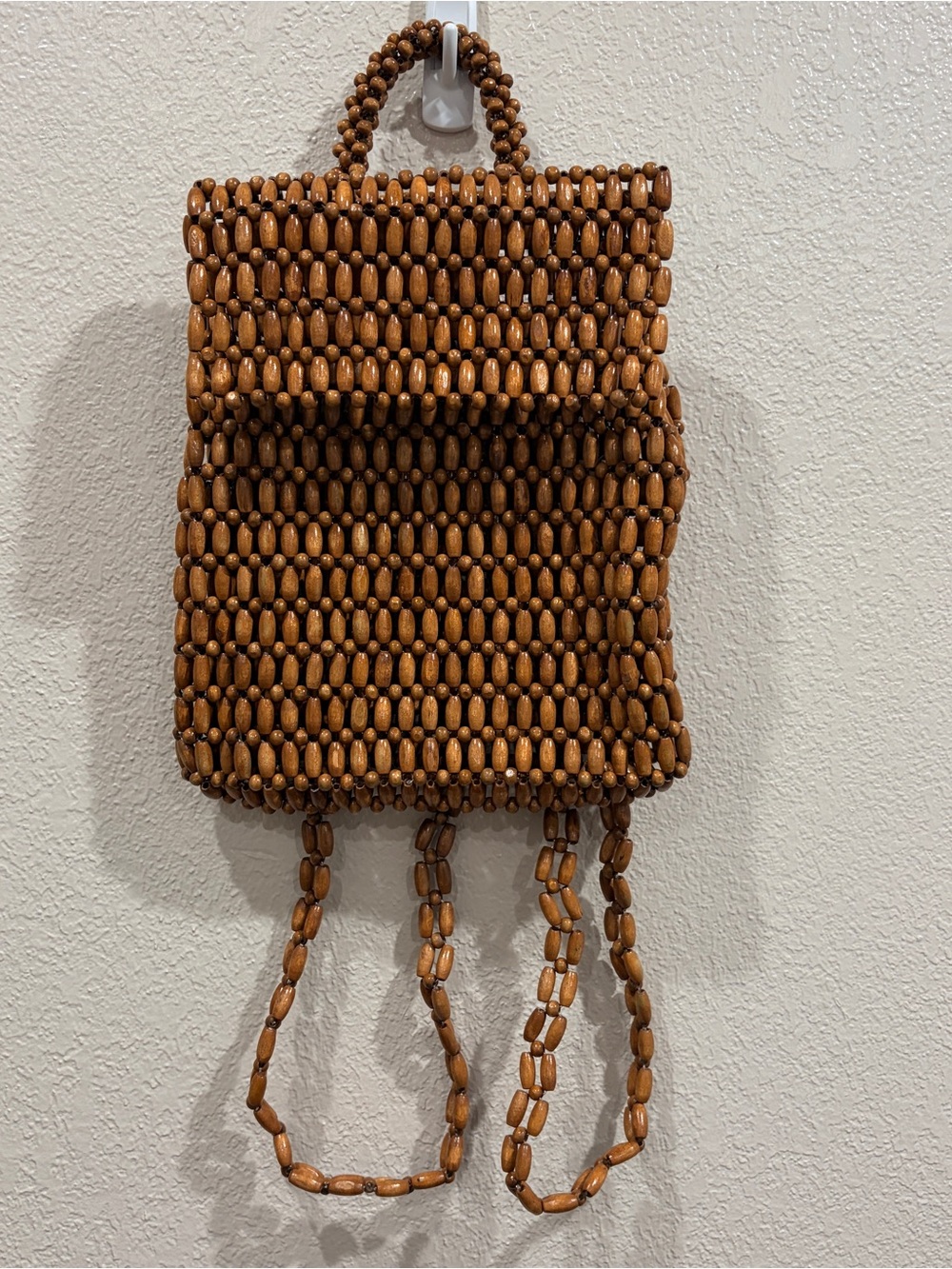 Handcrafted Brown Beaded Backpack